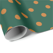 Papier Cadeau Vert + pois citrouille (Petit) (Coin rond)