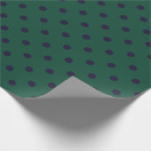 Papier Cadeau Vert + pois violets (grands) (Coin)