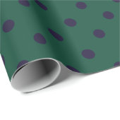Papier Cadeau Vert + pois violets (grands) (Coin rond)