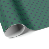 Papier Cadeau Vert + pois violets (Petits) (Coin rond)
