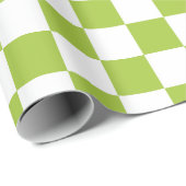 Papier Cadeau Vert pomme et blanc Checkered (Coin rond)