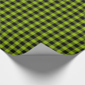 Papier Cadeau Vert pomme plaid écossais noir buffle (Coin)