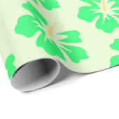 Papier Cadeau Vert printemps sur Hibiscus vert clair (Coin rond)