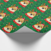Papier Cadeau Vert renne de Noël mignon (Coin)