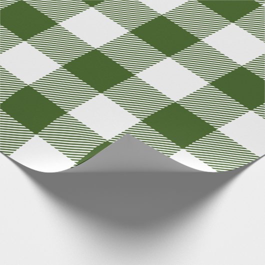 Papier Cadeau Vert Rétro Noël Blanc Nouvel An Tartan Carreau (Coin)