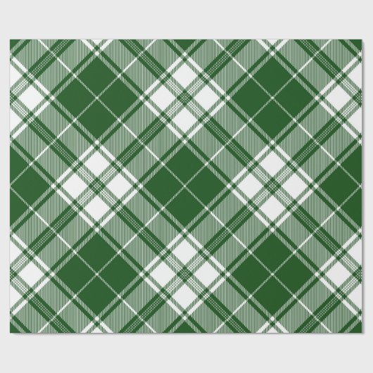 Papier Cadeau Vert rétro Noël blanc Nouvel An Tartan carreaux (Plat)