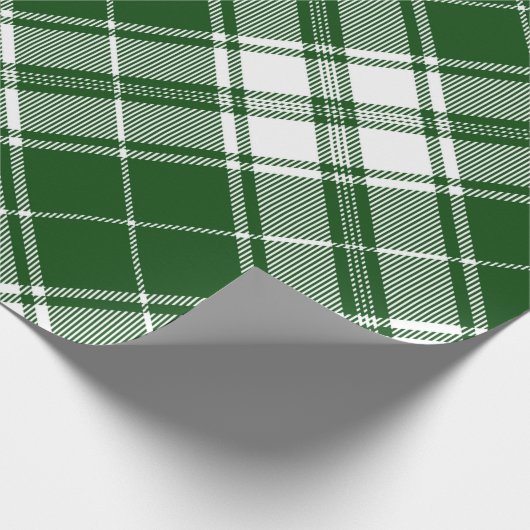 Papier Cadeau Vert rétro Noël blanc Nouvel An Tartan carreaux (Coin)
