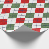 Papier Cadeau Vert rétro rouge Noël Nouvel An Tartan carreaux (Coin)
