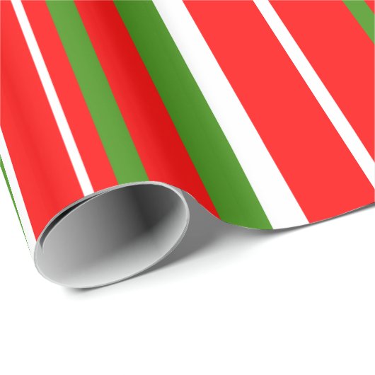 Papier Cadeau Vert, Rouge, Blanc Code-Barres Fête de Noël (Coin rond)