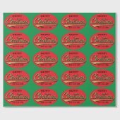 Papier Cadeau Vert/Rouge "Retro Joyeux Noël" (Plat)