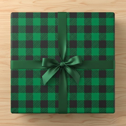 Papier Cadeau Vert rustique plaid de buffle