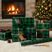 Papier Cadeau Vert rustique plaid de buffle