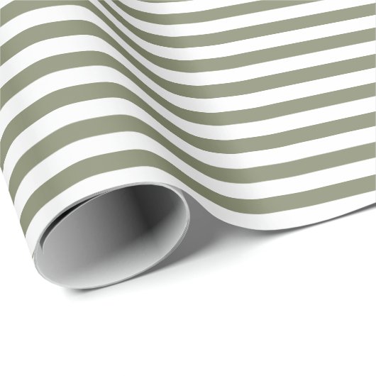 Papier Cadeau Vert sage | Papier à enveloppement blanc (Coin rond)