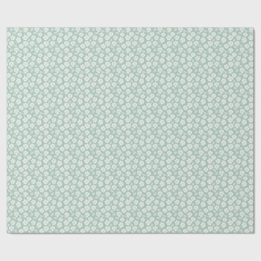 Papier Cadeau Vert sauge blanc boho florales Baby Shower Anniver (Plat)