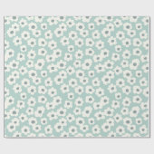 Papier Cadeau Vert sauge blanc gris floral boho tendance (Plat)