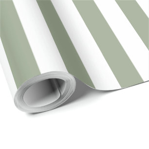 Papier Cadeau Vert sauge clair et rayure blanche