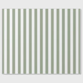 Papier Cadeau Vert sauge clair et rayure blanche (Plat)