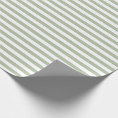 Papier Cadeau Vert sauge clair et rayures blanches (Coin)