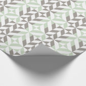 Papier Cadeau Vert sauge et zigzag géométrique d'argent (Coin)