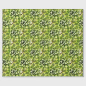 Papier Cadeau Vert Succulent Gros Plan Cactus (Plat)