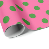 Papier Cadeau Vert sur rose Pois Design Motif (Coin rond)