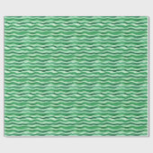 Papier Cadeau Vert sur Vert aquarelle vert Lignes ondulées (Plat)