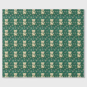 Papier Cadeau Vert Teddy Bear  (Plat)