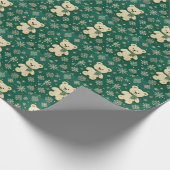 Papier Cadeau Vert Teddy Bear  (Coin)