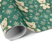 Papier Cadeau Vert Teddy Bear  (Coin rond)