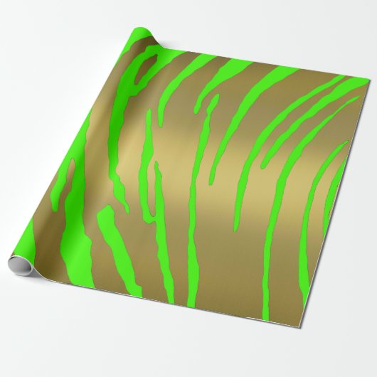 Papier Cadeau Vert Tigre Or (Déroulé)