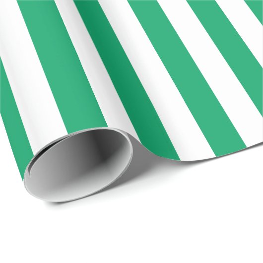 Papier Cadeau Vert trèfle/Rayure blanche (Coin rond)