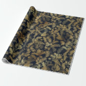 Papier Cadeau Vert tropicale moderne Bleu Gold Foliage (Déroulé)