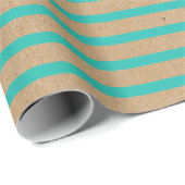 Papier Cadeau Vert Turquoise Lignes Bleues Faux Rustique Brown K (Coin rond)