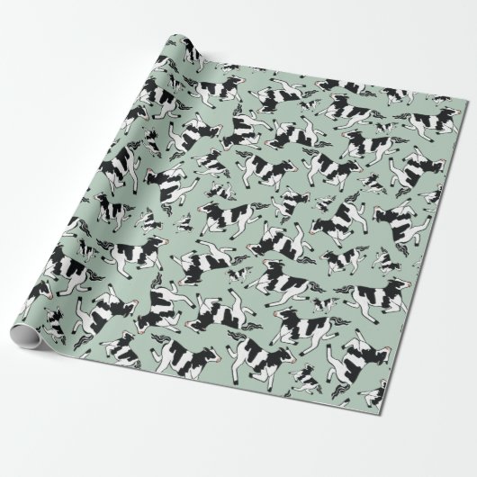 Papier Cadeau Vert vaches (Déroulé)