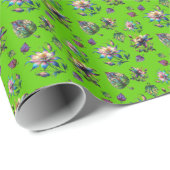 Papier Cadeau Verte Art Nouveau Colonnet Vitré Fleurs (Coin rond)