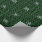 Papier Cadeau Verte et noir Plaid avec détails de flacon de neig (Coin)