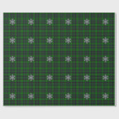 Papier Cadeau Verte et noir Plaid avec détails de flacon de neig (Plat)