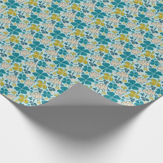 Papier Cadeau Verte Lucky Shamrock Clover Saint Patrick`s Day (Coin)