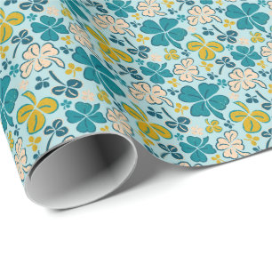 Papier Cadeau Verte Lucky Shamrock Clover Saint Patrick`s Day