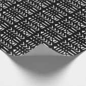 Papier Cadeau Vêtements africains en boue MC3 blanc sur noir (Coin)