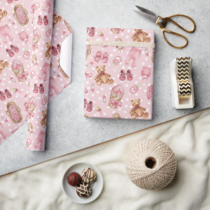 Papier Cadeau Vêtements de nounours pour Baby Shower de bébé fil
