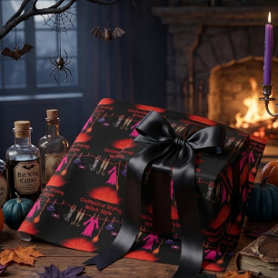 Papier Cadeau Vêtements de sorcière fantaisistes sur une corde à