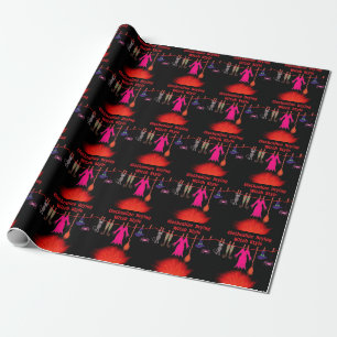 Papier Cadeau Vêtements de sorcière fantaisistes sur une corde à