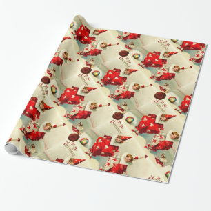 PAPIER CADEAU VÊTEMENTS ENFANTS VALENTINE, SCEAU DE CIRE ROUGE A