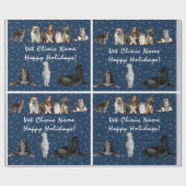 Papier Cadeau Vétérinaire des chats et des chiens en bleu (Plat)