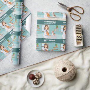 Papier Cadeau Vétérinaire Femme Vétérinaire Animateur Docteur An