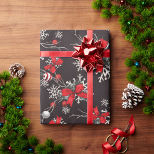 Papier Cadeau Viandes rouges et blanches Ornements Flocs de neig