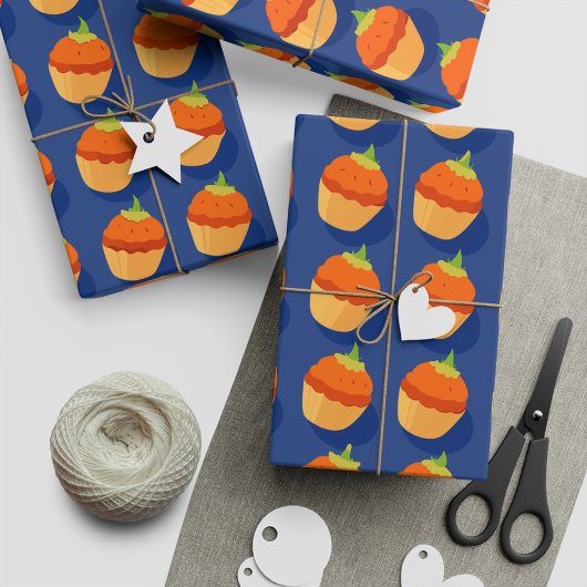 Papier Cadeau Vibes d'automne Citrouille Cupcakes cadeau