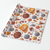 Papier Cadeau Vibes d'automne - Citrouilles, Pomme Pie, Champign (Déroulé)