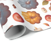 Papier Cadeau Vibes d'automne - Citrouilles, Pomme Pie, Champign (Coin rond)